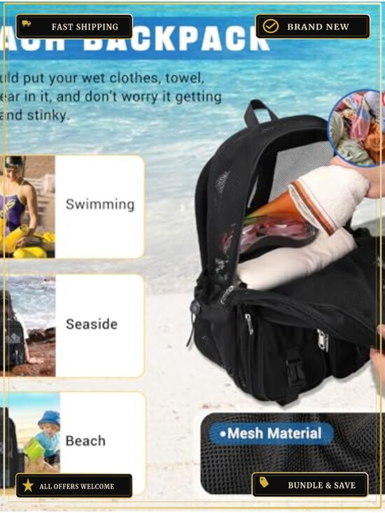 Heavy Duty See Through Mesh Backpack for School, Beach, Sports, Travel main image 5